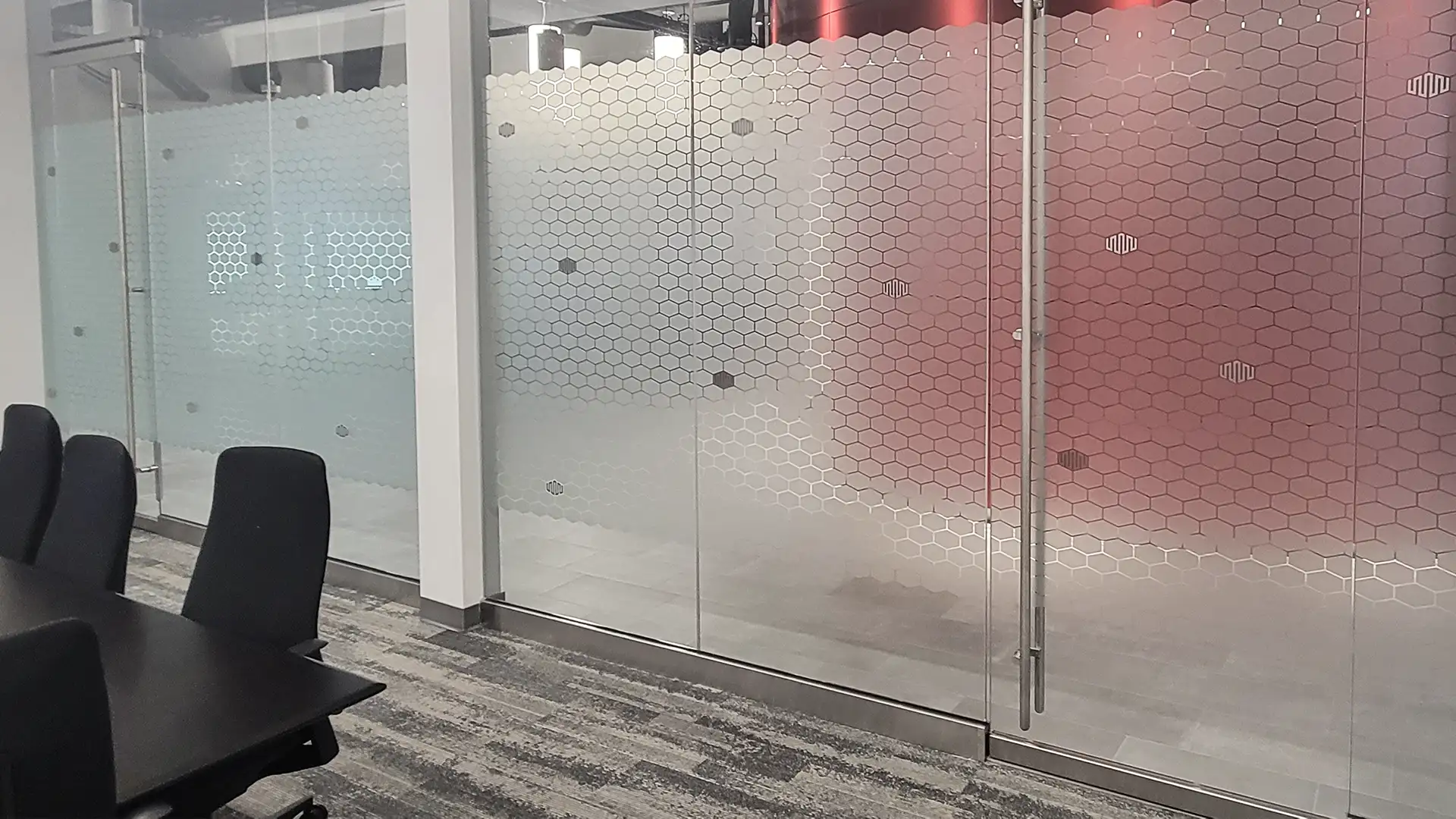 Office privacy film installation Calgary