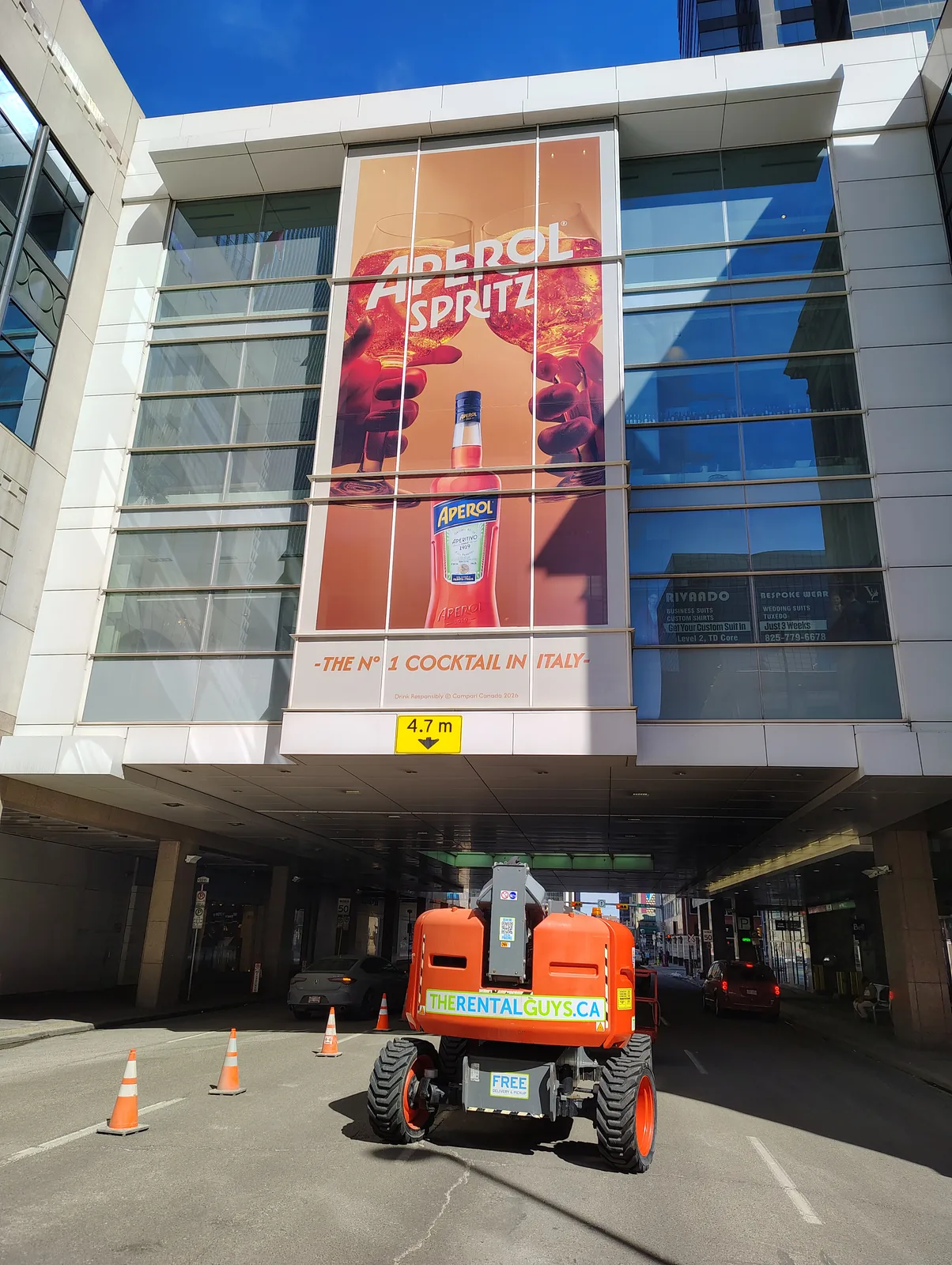 Multi-storey building wrap installation downtown Calgary