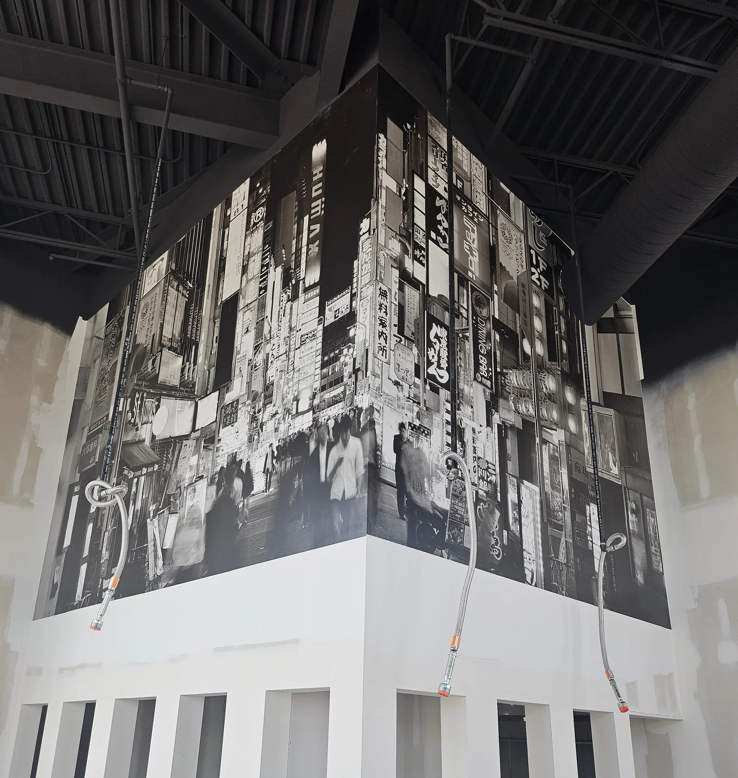 Large format corner wall mural installation — floor to ceiling wrap